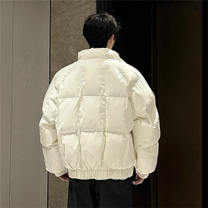 网图现货 吐司方格pu皮蓬松保暖棉服防水棉衣M2509-P95图片