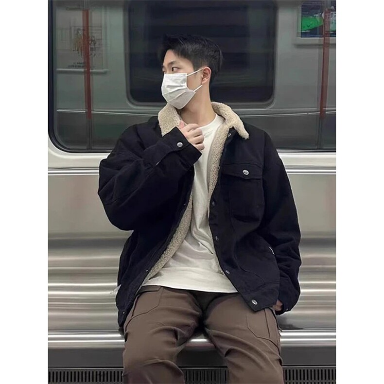 【有货】866CC-P75羊羔毛棉服外套男加绒加厚翻领牛仔夹克,男装夹克,星座1007（原301D）