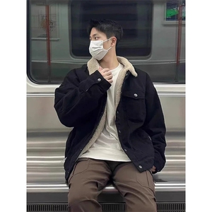 【有货】866CC-P75 羊羔毛棉服外套男加绒加厚翻领牛仔夹克图片