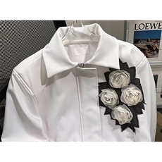 2024冬季新款暗黑纱网玫瑰花朵夹克休闲宽松夹克外套W6292-P91，男装夹克，星座412-2