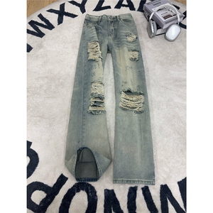 B221 美式ins高街暗黑宽松直筒破洞牛仔裤 LK25499-特P45控78图片