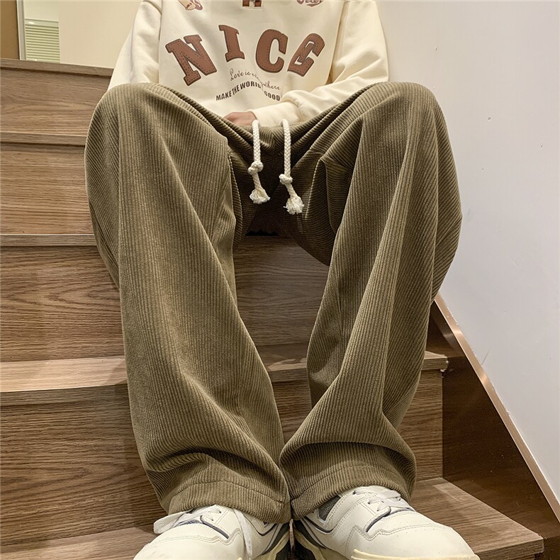 秋冬休闲裤男直筒裤灯芯绒阔腿裤D329-QM529-P45-控58,男装休闲裤,电商D329