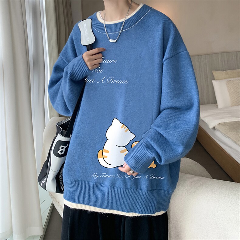 假两件毛衣男大码加绒针织衫男毛线衣M80357-P55 加绒P70图片