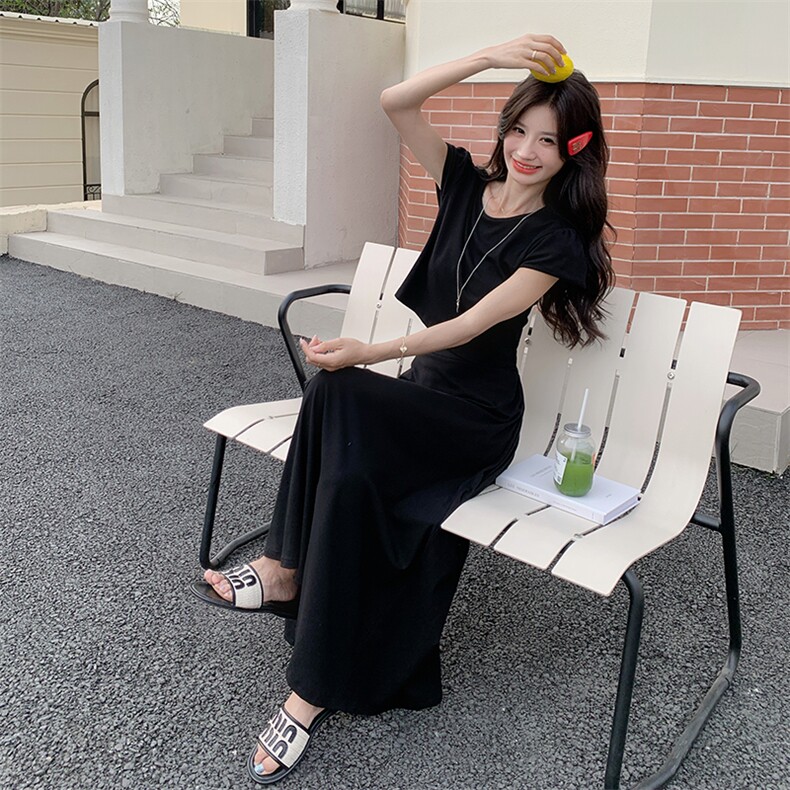 黑色氛围感休闲套装裙女2025夏季新款温柔风T恤高腰半身裙两件套,女装套装/套裙,浙宝220A