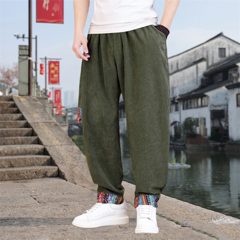 男士休闲裤灯芯绒长裤新中式灯笼裤哈伦萝卜裤XZ1512-2522裤-P50,男装休闲裤,星座1512
