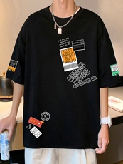 T822港风潮牌高街美式短袖T恤男夏季新款宽松半袖ins重磅纯棉体恤，男装T恤，星座304A-1