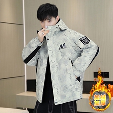 加绒加厚连帽夹克男秋冬时尚潮流加厚棉衣男外套MY651-P88，男装夹克，星座310B-3