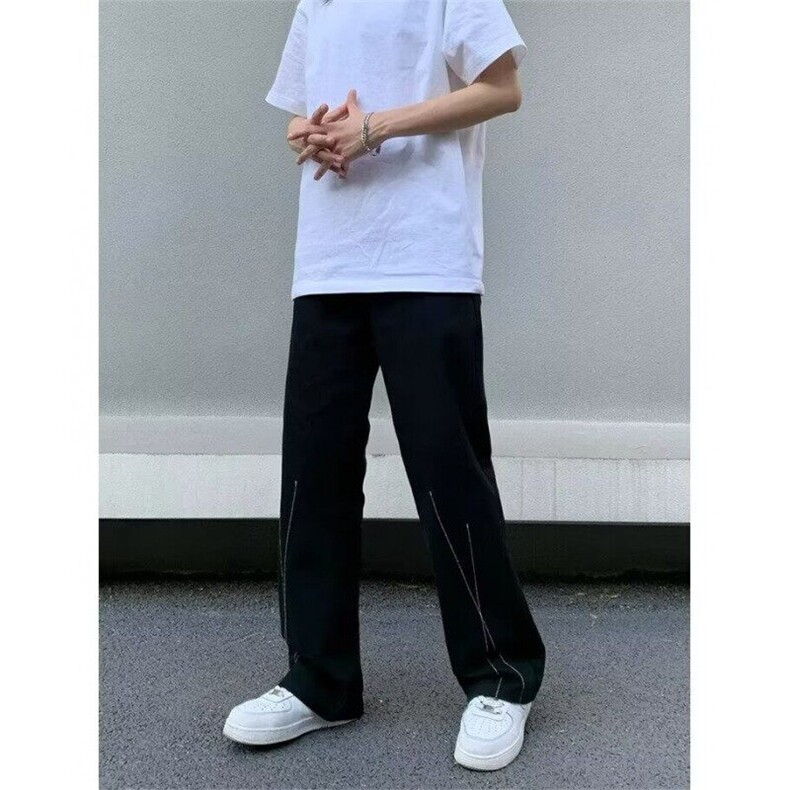 港风新款美式高街小众水洗做旧破洞牛仔裤男女复古阔腿裤N1286,男装牛仔裤,星座1116A（原606A-3）