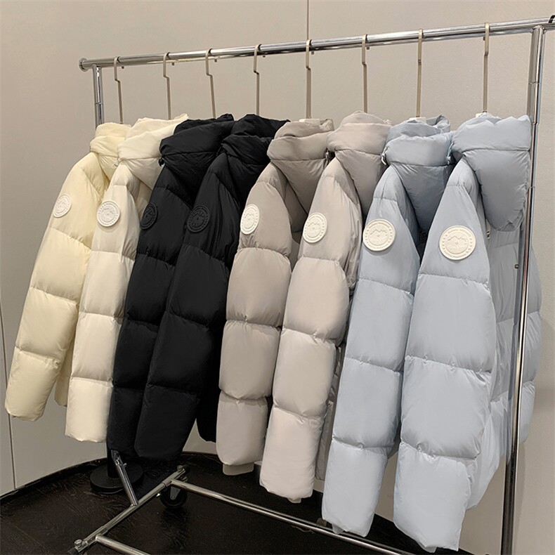 羽绒服2024新男女同装学院风加厚帅气情侣潮服连帽白鸭绒保暖外套,男装羽绒服,钱塘6003（原4033）