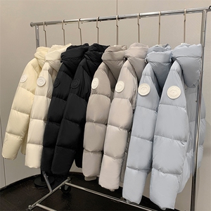 羽绒服2024新男女同装学院风加厚帅气情侣潮服连帽白鸭绒保暖外套图片