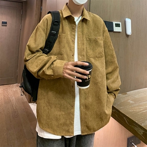高品质灯芯绒23春季新款时尚潮流韩版纯色长袖衬衫S10P45控68图片
