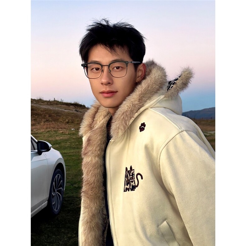 网图小恶魔豹纹仿麂皮毛领加厚座山雕棉服外套YY822-特P108,男装棉衣,电商C216