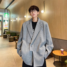 雪花呢双层领个性设计潮牌毛呢外套冬装加厚夹克834P115，男装夹克，电商A458A