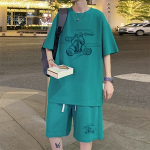 ！2024夏季男士华夫格短袖T恤套装潮流衣服一套HTZ13P50图片