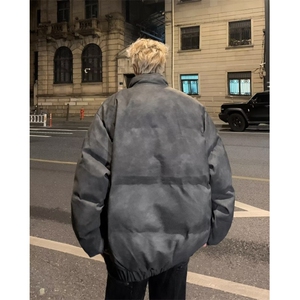 冬季鹿皮绒立领棉衣外套男刺绣日系复古做旧美式保暖运动加厚棉服图片