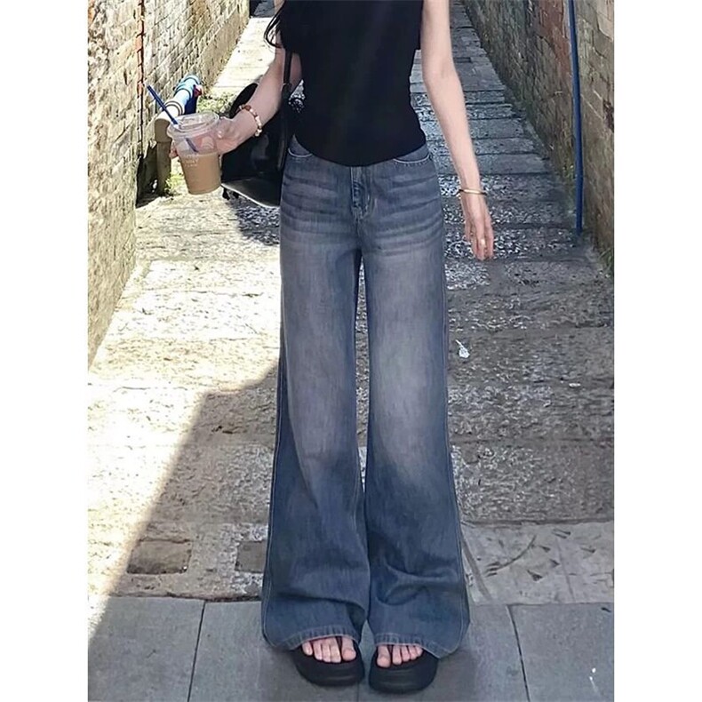 AK2181-P55美式复古新款辣妹高腰宽松显瘦牛仔裤，女装休闲裤，星座617A-2