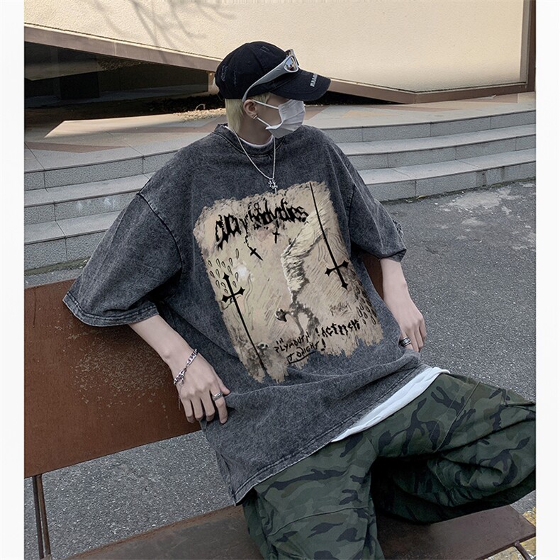 2023夏季重磅新款水洗做旧短袖301D-4-SX17-P40抖音品质！！！，男装T恤，电商B251A(原星座301D-4)