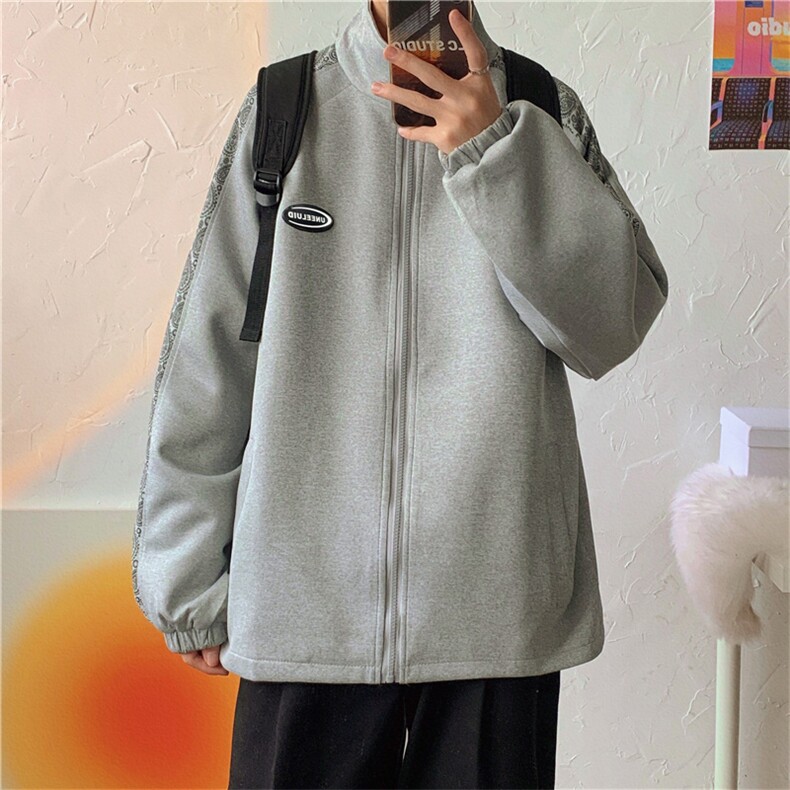 秋冬新品宽松街头运动风班服纯色连帽夹克外套男装tW1423-P38,男装夹克,星座512-4