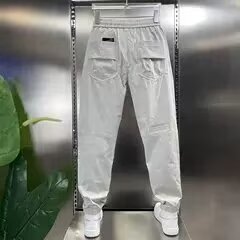 夏季新款潮牌百搭休闲裤子男士透气时尚束脚裤痞帅宽松工装哈伦裤图片