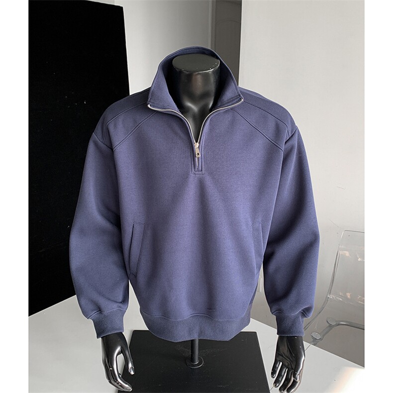 65棉重磅450克拼接圆领短宽套头拉链POLO衫外套男RH5316-P49,男装Polo衫,星座610B-1