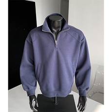 65棉重磅450克拼接圆领短宽套头拉链POLO衫外套男RH5316-P49，男装Polo衫，星座610B-1