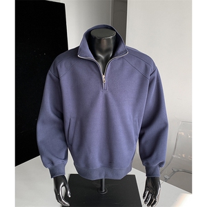 65棉重磅450克拼接圆领短宽套头拉链POLO衫外套男 RH5316-P49图片