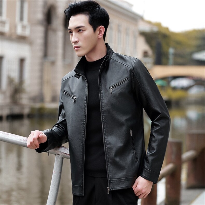 秋冬加绒复古2025新款PU痞帅仿真皮潮流休闲皮夹克百搭PY，男装皮衣，星座1508-3