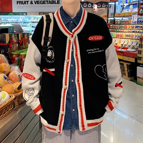 ！2023秋冬新款男士针织开衫潮流棒球服毛衣外套上衣M323P78,男装针织衫/毛衣,电商B220