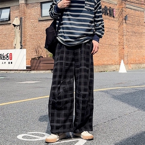 加绒卫裤 肌理感格纹休闲裤男2025 搭配卫衣毛衣日系裤子1030/P55图片