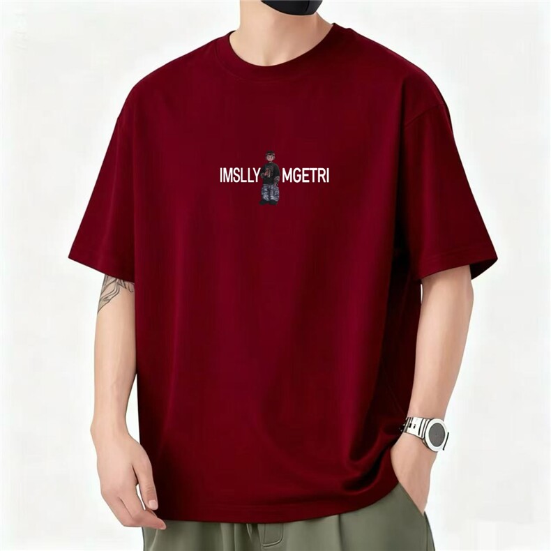 1506/GL3770/P33宽松落肩袖短袖T恤衫男高克重全棉个性印花短Tee，男装T恤，星座1506A