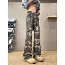 B221美式ins高街暗黑个性3D印花假破洞牛仔裤LK25445-特P50控88，男装牛仔裤，电商B221