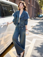 2026秋季休闲时尚翻领牛仔套装，女装套装/套裙，欣品汇