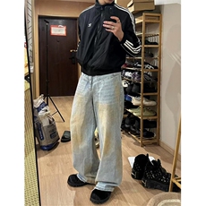 美式复古脏脏做旧牛仔裤男女直筒宽松慵懒松弛感裤子N7659，男装牛仔裤，星座1116A（原606A-3）