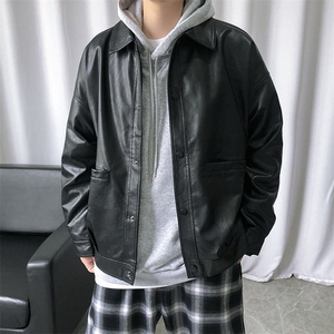 现货-春装皮衣外套男PU机车服皮夹克上衣2025新款A560 p95加绒105图片
