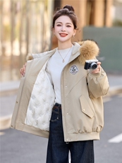现货！大毛领休闲羽绒服女减龄宽松保暖白鸭绒羽绒服女中长款，女装羽绒服，沐七七