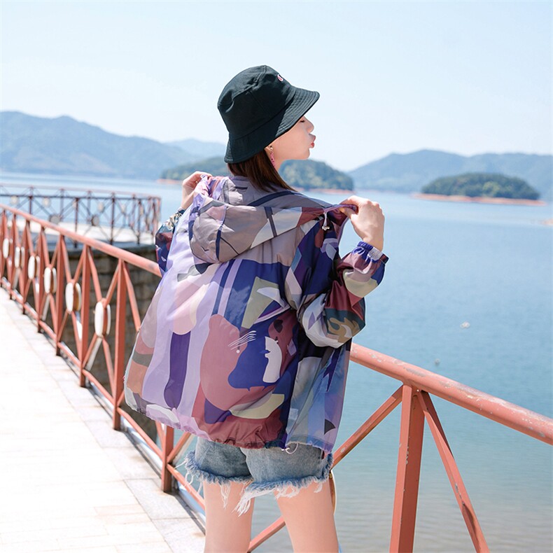 新款防晒衣女夏装中长款宽松韩版风衣防紫外电动车连帽遮阳服外穿,女装防晒衣,可可小西