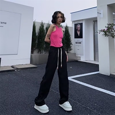 美式阔腿裤男款夏季韩版宽松设计感裤子垂感直筒休闲西裤-BK68，男装休闲裤，星座601-2