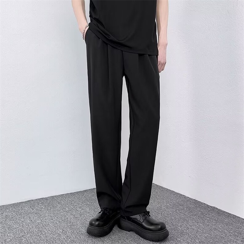 休闲西裤男韩版潮流纯色垂感帅2023夏季新款ins宽松长裤K3971-P40图片