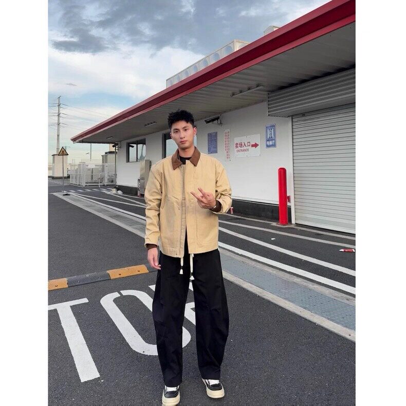 网络图 现货美式翻领帆布工装棒球服宽松休闲外套JW23-P90图片