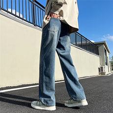 美式复古高街牛仔裤男春夏2025新款设计感小众直筒阔腿裤775-P45，男装牛仔裤，电商A178