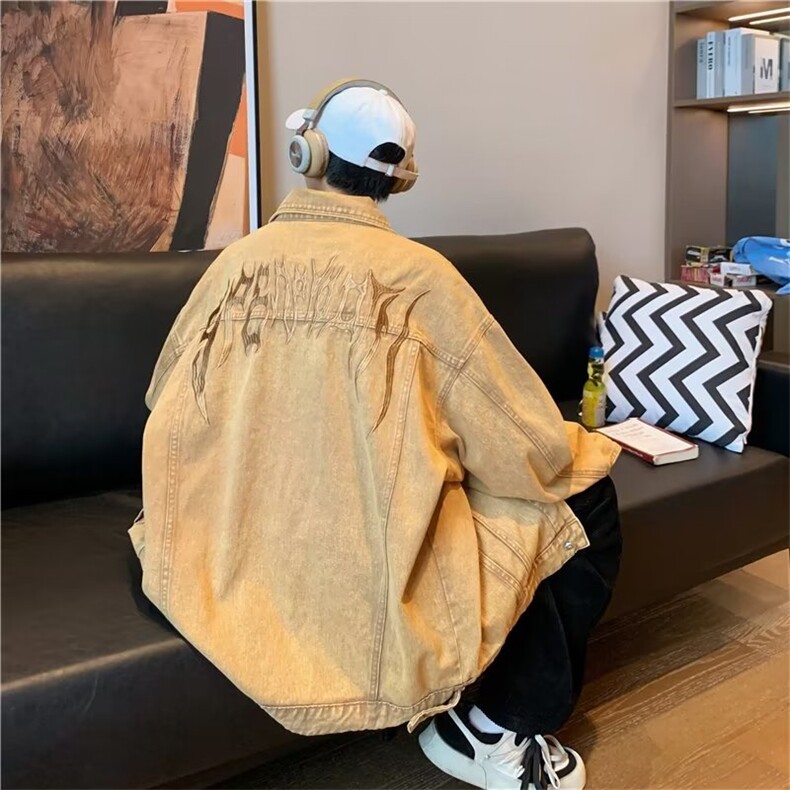 美式春复古做旧休闲工装牛仔外套男vintage情侣夹克上衣J1955-p69,男装夹克,星座1008