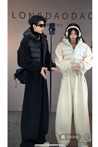 抖音冬季复古摇粒绒连帽棉服阔腿裤套装 M363-P127 K363-P67(网图图片