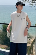 夏季港风t恤男宽松大码纯棉运动背心坎肩潮牌无袖BX007P25，男装背心/马甲，星座1204-3