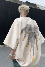 美式短袖t恤夏季男款半袖痞帅休闲宽松麂皮绒港风上衣男H9902-P28，男装T恤，电商B295