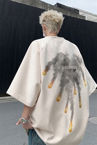 美式短袖t恤夏季男款半袖痞帅休闲宽松麂皮绒港风上衣男H9902-P28图片