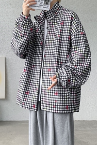 现货 JK10068-特批55 秋季大码灯芯印花高品质夹克外套宽松上衣图片