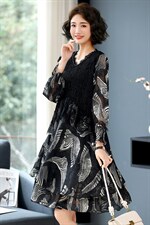 2023春季新款连衣裙花色舒适高腰显瘦潮流简约时尚，女装连衣裙，丽影随形