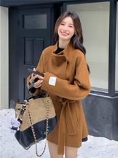 美拉德收腰气质呢子外套女2025年秋冬季新款百搭显瘦双面羊毛大衣，女装双面呢大衣，蝶眷