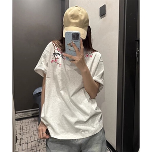 万针全刺绣工艺抖音得物高品质260克重磅纯棉双纱美式高街短袖T恤图片