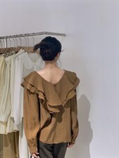 韩系荷叶边小衫，其它，驿谷